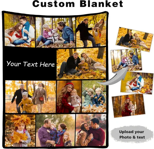 Miniatura 2 de Manta personalizada con fotos, texto, Manta Personalizada con imagen para adultos, niños, papá, mamá, abuelo, abuela, para cumpleaños, Navidad, San