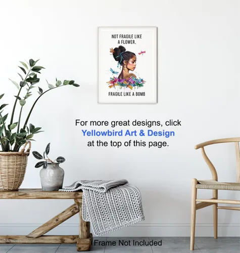 Miniatura 6 de African American Decor - African American Gifts for Women - Black Girl Wall Art - Not Fragile Like A Flower - Motivation Inspiration Wall Art &