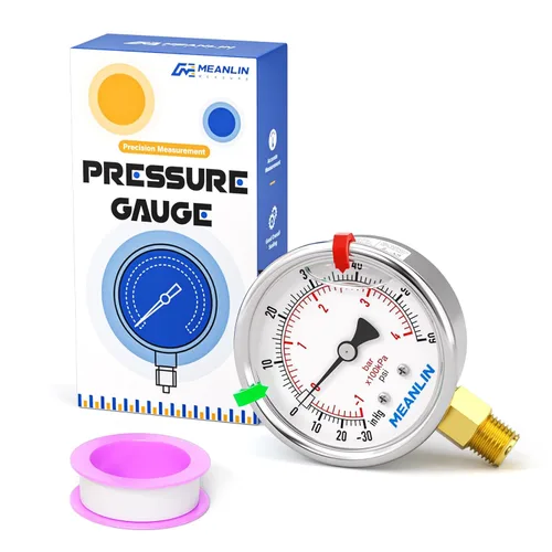 Miniatura 9 de MEANLIN MEASURE - Manómetro de vacío de presión -30inHG~0Psi, esfera con cara de 2.5 pulgadas, NPT de 1/4 de pulgada, manómetro de acero inoxidable