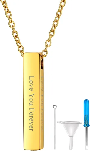 Miniatura 28 de Richsteel Collares de urna para cenizas para mujeres y hombres, collar con colgante de cremación para cenizas, joyería conmemorativa de acero