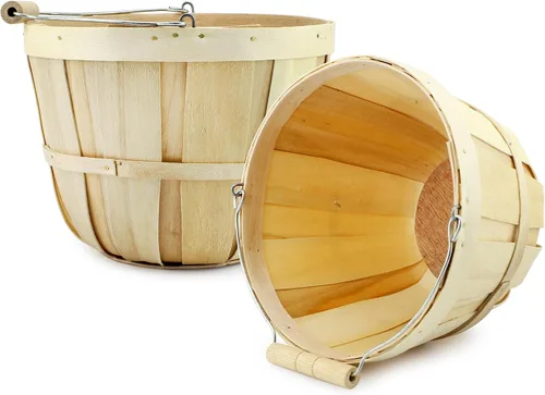 Miniatura 11 de Cornucopia Brands Canastas redondas de madera (paquete de 2, negro); cubos de madera para frutas con asa, capacidad de 4 cuartos de galón; 6.1