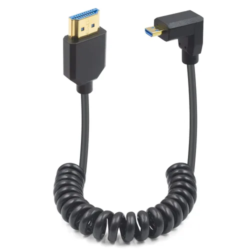 Miniatura 11 de Duttek Cable en espiral micro HDMI a HDMI de 8 K a 60 Hz, 48 Gbps, cable HDMI a Micro HDMI 2.1 en ángulo recto para cámara, GoPro Hero, Raspberry Pi