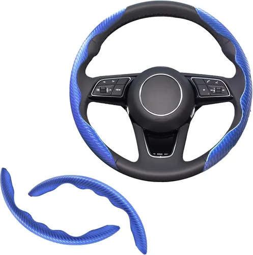 Miniatura 15 de 2 piezas Fundas de Volante de Fibra de Carbono de Ajuste Universal, Funda de Volante Antideslizante/Protector de Volante Segmentado/Accesorios Rojo
