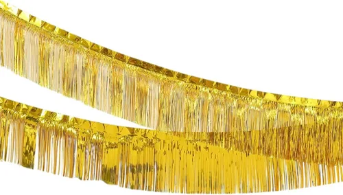 Miniatura 24 de Banner de flecos de aluminio, 9.84 pies de papel de aluminio metálico brillante para colgar, guirnalda de flecos de oropel para boda, fiesta