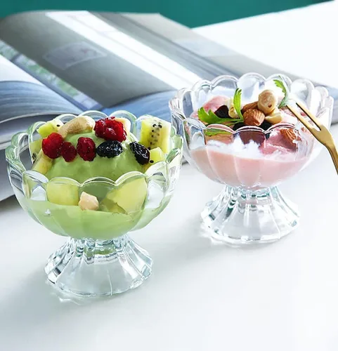 Miniatura 9 de Lawei Paquete de 6 cuencos de vidrio para postre, tazas pequeñas de 5 onzas para helado, mini cuencos de postre con patas para postre, helado