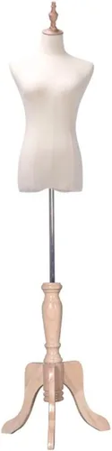 Dress Form Female Model Torso Display Mannequin Body with Wood Tripod Stand, 53-70 Inch Height Adjustable Interesting(Wood Color-M)
