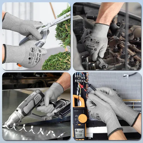 Miniatura 7 de Schwer 3 pares de guantes de trabajo resistentes a los cortes ANSI A6, a prueba de cortes, pantalla táctil, para hombres y mujeres, utilizados