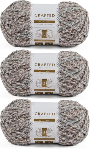Miniatura 7 de Crafted By Catherine Cozy Twist Yarn - Paquete de 2 (345 yardas cada madeja), beige multicolor, calibre 5 voluminoso