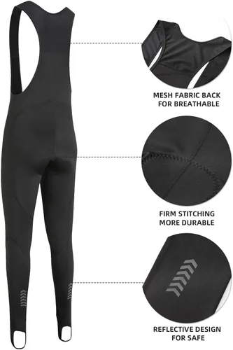 Miniatura 4 de Baberos de ciclismo para hombre, pantalones térmicos para hombre, pantalones de ciclismo de invierno, pantalones con forro polar acolchado
