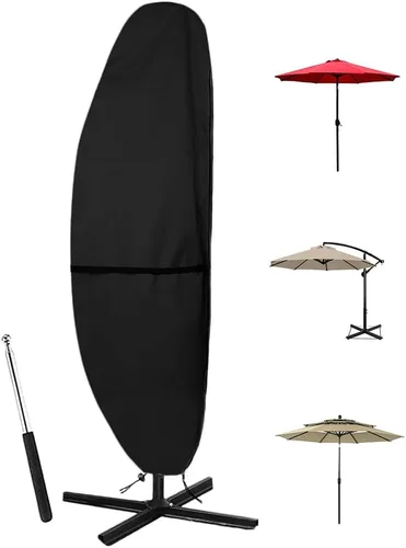 Miniatura 8 de Cubierta para sombrilla de patio, 600D impermeable, anti-UV, se adapta a paraguas de 7.5 a 11.5 pies (gris)