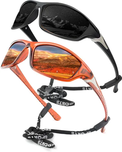 Miniatura 38 de KALIYADI 4 Pack Polarized Sunglasses-Men Sports Sun-glasses: Mens Sunglasses UV Protection for Fishing Driving Cycling A02-negro/azul hielo/rojo