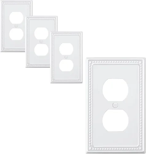 Miniatura 19 de Paquete de 4 placas de cubierta para interruptor de luz de palanca individual, cubiertas decorativas de perlas, placa de pared de metal almendra