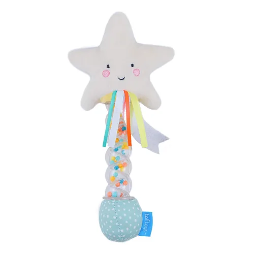 Taf Toys Sonajero Palo de Lluvia Estrella, Juguete Musical Agitar y Sonajero Creador de Lluvia, Instrumento Musical para Bebés y Niños Pequeños para