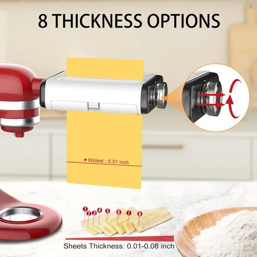 Miniatura 5 de Accesorio para máquina de pasta para todos los mezcladores Kitchenaid, accesorios para mezclador de fideos Kitchen Aid 3 en 1 incluyendo rodillo