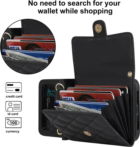 Miniatura 2 de XIZYO Funda para Samsung Galaxy Z Flip 3, bonita funda de cuero con tarjetero y funda cruzada para mujeres y niñas, correa para la muñeca, bloqueo