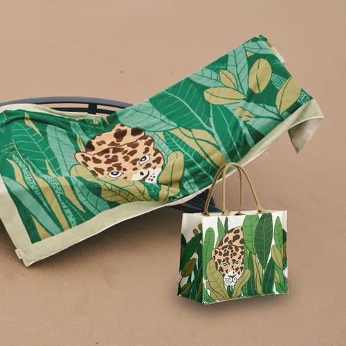 Miniatura 4 de Bolsa de playa Diseño impreso, repelente al agua, espacioso, diseño meticuloso, de gran tamaño 15.75 x 14.96 x 7.87 pulgadas (selva)