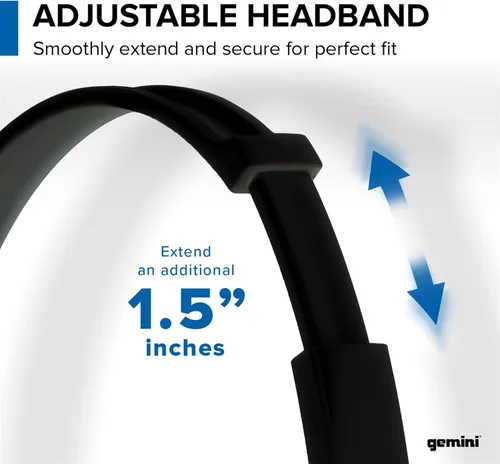 Miniatura 3 de Gemini Sound DJX-200 Auriculares profesionales negros para DJ, monitor sobre la oreja con controladores de 1.575 pulgadas, almohadillas ultra