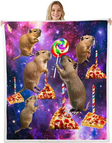 Erosebridal Manta de Capybara de dibujos animados de 40 x 50 pulgadas para niños, bonita manta de vellón marrón Capybaras para niños y niñas, manta