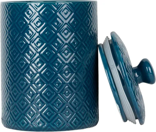 Miniatura 3 de 10 Strawberry Street Juego de recipientes de cocina con relieve de diamante, juego de 3, azul diamante