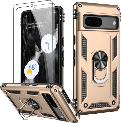 Miniatura 41 de LUMARKE Funda para Google Pixel 5 con protector de pantalla, pasa 16 pies, probada en caídas, grado militar, con soporte de anillo magnético, Rojo