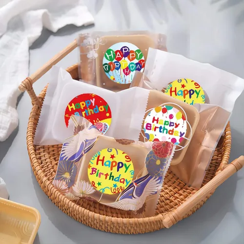 Miniatura 3 de Calcomanías de feliz cumpleaños de 1 pulgada, 500 unidades en 1 rollo para decoración de cumpleaños, suministros de fiesta, sellado de tarjetas