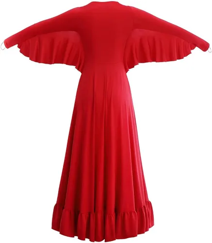Miniatura 2 de IMEKIS Vestido de baile litúrgico con alas de ángel para mujer, vestido de baile de manga larga, bata de iglesia de longitud completa