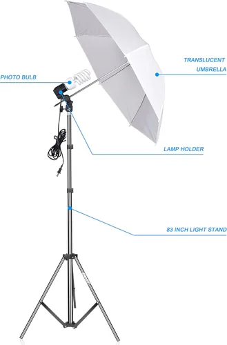 Miniatura 2 de Kit de iluminación con paraguas EMART para fotografía, 200 W 5500 K, luces reflectoras continuas para retratos fotográficos y de video en estudio