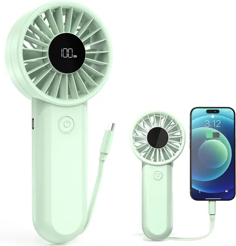 Miniatura 10 de AMACOOL Ventilador de mano portátil, motor de alta potencia, viento de 5 velocidades, enfriamiento de 12 horas, mango cómodo ergonómico, recargable