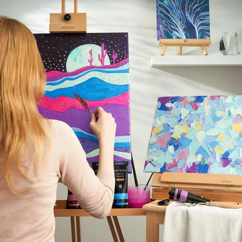 Miniatura 7 de Arteza Pintura acrílica metálica, juego de 8 tonos de joya en tubos de 4.06 onzas, pigmentos ricos, no se decolora, pinturas para artistas
