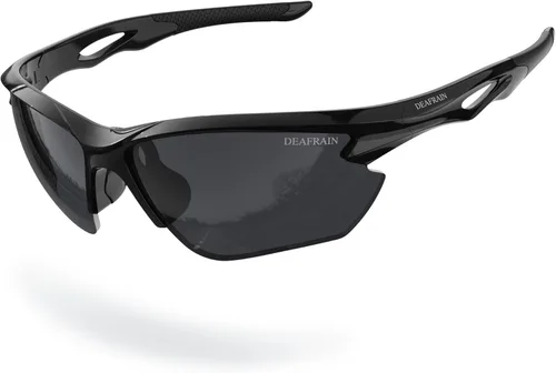 DEAFRAIN Gafas de sol deportivas polarizadas para hombres y mujeres, ciclismo, correr, pesca, TR90, marco irrompible, protección UV Marco negro