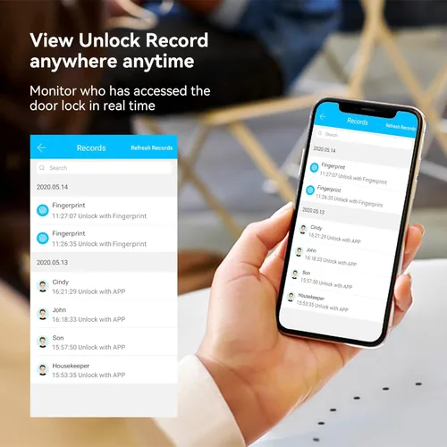 Miniatura 5 de CATCHFACE cerradura inteligente para puerta, cierre y apertura con huella dactilar/app TTlock/código/llave, con wifi, manija biométrica para puerta