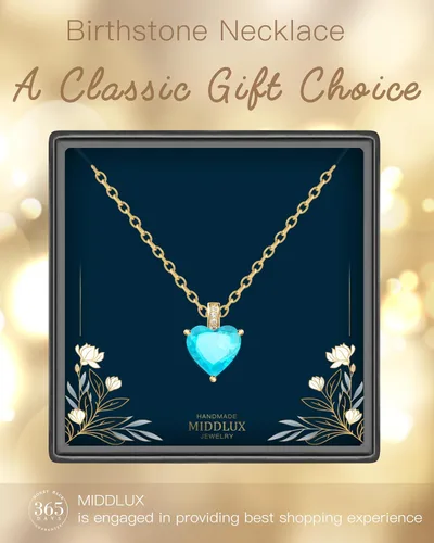 Miniatura 8 de Collar de piedra natal genuina para mujer, collar de amor de corazón, regalos de cumpleaños para ella
