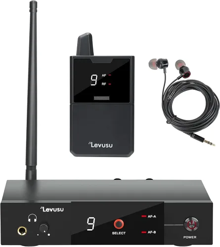 UHF - Sistema de monitor inalámbrico intrauditivo con auriculares, 180 pies, montaje en rack, transmisor profesional de sistema estéreo IEM y