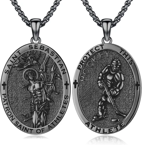 Miniatura 273 de Collar con colgante de plata de ley 925 con medalla de San Patrón, joyería religiosa para hombres y mujeres, con cadena de acero inoxidable 316L