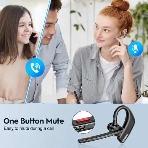 Miniatura 5 de New Bee Auriculares Bluetooth, auricular Bluetooth inalámbrico para teléfono celular con estuche de carga de 500 mAh, 80 horas de reproducción V5.2