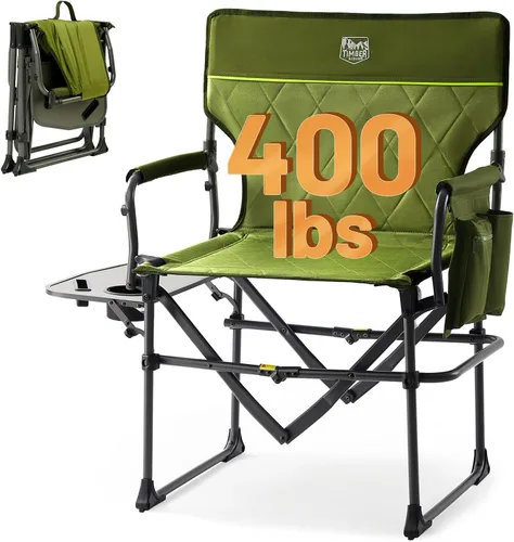 Miniatura 16 de Timber Ridge Silla de Director de Camping de Aluminio con Bolsillo de Mesa Lateral, Silla Plegable Portátil, Silla de Jardín Resistente para Viaje