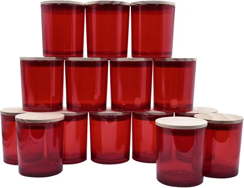 Miniatura 7 de SHOWIN Frascos de vela gruesos de 10 onzas para hacer velas 15 piezas, frascos vacíos con tapas de madera para hacer velas, contenedor de muestra