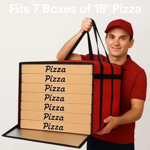 Miniatura 3 de Bodaon Bolsa aislada, bolsas de pizza para entrega y transportador de bebidas portátil de plástico, 20 x 20 x 14 pulgadas, calentador Doordash, caja