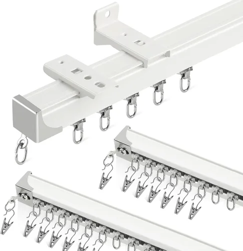 Riel de cortina de techo, rieles de cortina de 3 a 9 pies, para montaje en pared, rieles de cortina resistentes, sistema de riel de aluminio, riel