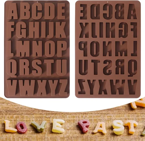 Miniatura 3 de Ymapinc Moldes de silicona para chocolate, 26 cavidades del alfabeto, decoración de pasteles, fácil liberación, molde de regalo de fiesta, 10.67 x