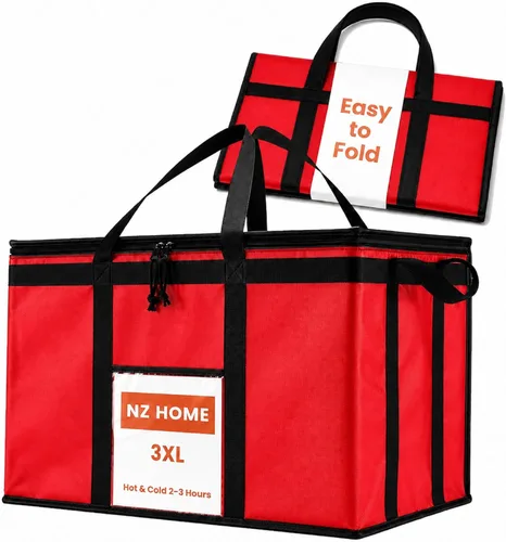 Miniatura 41 de NZ home Durable 3XL PRO Bolsa Térmica Aislada y Calentador de Alimentos para Entrega y Compras de Comestibles con Cremallera Superior, Azul Grado