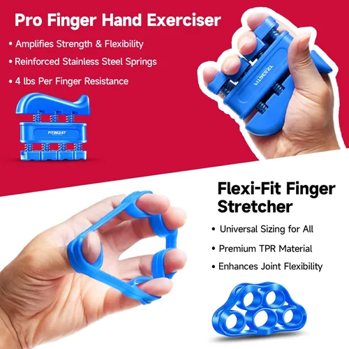 Miniatura 3 de FitBeast - Kit para fortalecer mano y dedos (5 accesorios), fortalece potencia de la mano y dedos y agarre, también fortalece la muñeca Azul claro