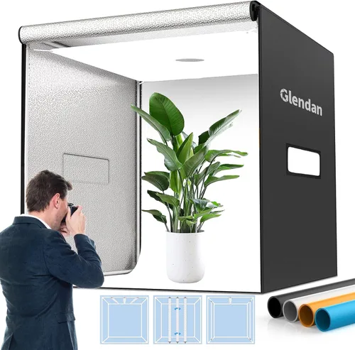 Miniatura 14 de Glendan Caja de luz fotográfica de 32 x 32 pulgadas, caja de luz grande para fotos con 3 paneles de luz, 792 perlas LED, CRI >95, kit de carpa