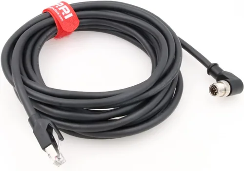 Miniatura 3 de Cable Ethernet Cat6 de 8 pines a RJ45 con código X M12 en ángulo de 90° para aplicaciones de red industrial Cognex (1M)