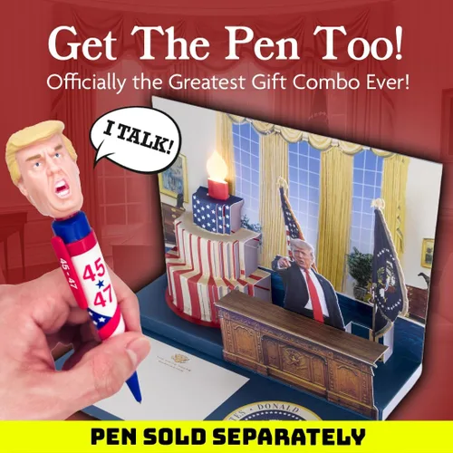 Miniatura 4 de Donald Trump - Tarjeta de cumpleaños desplegable con voz real, luces y música, reproduce "Hail to the Chief" en oficina ovalada 3D, divertida