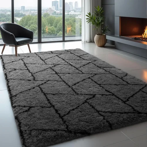 Miniatura 11 de Zentavio Alfombras de área para sala de estar, alfombras grises para dormitorio, alfombra de 4 x 6, alfombra mullida, peluda y suave, shag estética