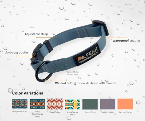 Miniatura 2 de Overlook Collar Impermeable para Perros Mediano Naranja Amanecer, Duradero, Cómodo Cachorros Grandes y Perros Medianos Fácil de Limpiar, A