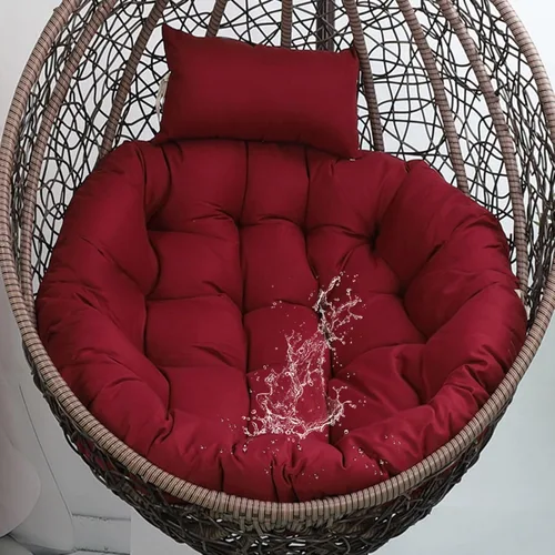 Miniatura 14 de Cojín impermeable para silla de huevo, color negro, lavable, con lazos, grueso, grande, para silla de huevo, para exteriores, con almohada