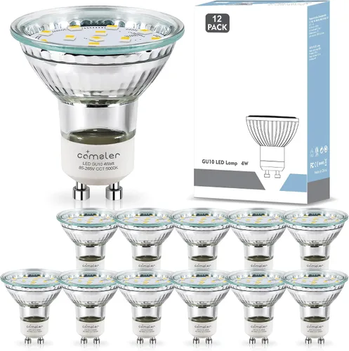 Miniatura 8 de comzler Bombilla LED GU10 regulable, equivalente a halógeno de 50 W, GU10 de 2700 K, luz blanca suave GU10, repuesto para iluminación de pista