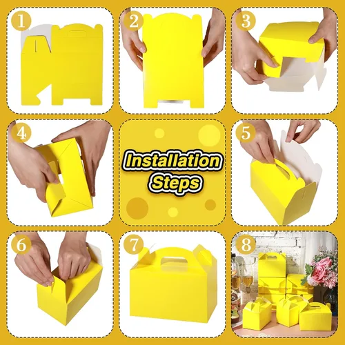 Miniatura 3 de 36 cajas de regalo de fiesta, cajas de regalo de papel a dos aguas con asas para cumpleaños, boda, ducha, suministros de fiesta de Navidad, 6 x 3.5